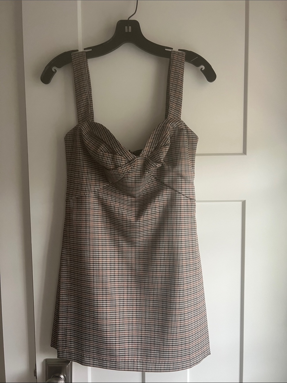 Amanda Uprichard Brown Plaid Sweetheart Mini skort dress